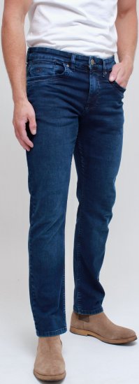 Kam Jeans Jacob Knitted Denim Reg Fit Jeans Mid Wash Blue - Traperice & hlače - Muške Traperice i Hlače Veliki Brojevi