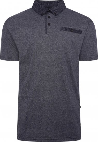 Kam Jeans 5501 Marl Polo with Contrast Dobby Woven Collar Indigo - Polo majice - Muške Polo Majice Veliki Brojevi