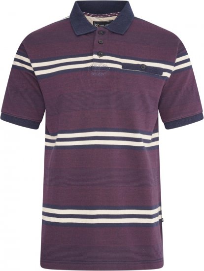 Kam Jeans 5506 Stripe Rugby Polo With Jacquard Collar & Cuffs Navy - Polo majice - Muške Polo Majice Veliki Brojevi