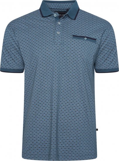 Kam Jeans 5517 Geo-Print Polo Blue - Polo majice - Muške Polo Majice Veliki Brojevi