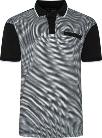 Kam Jeans 5518 Smart Mini Geo-Print Polo Black - Polo majice - Muške Polo Majice Veliki Brojevi