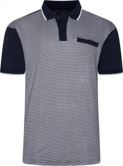 Kam Jeans 5518 Smart Mini Geo-Print Polo Navy - Polo majice - Muške Polo Majice Veliki Brojevi
