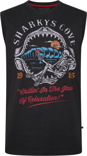 Kam Jeans 5762 Sharkeys Cove Vest Sleeveless T-Shirt Pirate Black - Majice Kratkih Rukava - Muške Majice Kratkih Rukava Veliki Brojevi 