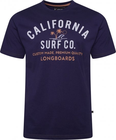 Kam Jeans 5766 California Surf Co T-Shirt Navy Academy - Majice Kratkih Rukava - Muške Majice Kratkih Rukava Veliki Brojevi 