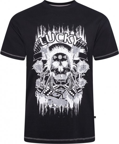 Kam Jeans 5770 Lucky Skull T-Shirt Black - Majice Kratkih Rukava - Muške Majice Kratkih Rukava Veliki Brojevi 