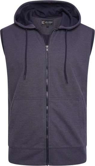 Kam Jeans 7077 Textured Interlock Sleeveless Hoodie Indigo - Puloveri & dukserice - Muške Puloveri & dukserice veliki brojevi