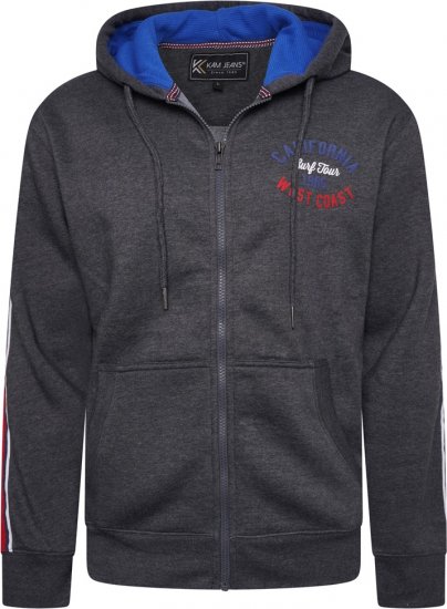 Kam Jeans 7080 California Hoody With Taped Sleeves Charcoal - Puloveri & dukserice - Muške Puloveri & dukserice veliki brojevi