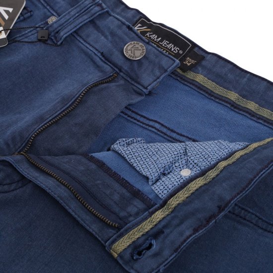 Kam Jeans Onana Embossed Wash Denim Shorts Smokey Blue - Kratke hlače - Muške Kratke Hlače Veliki Brojevi 