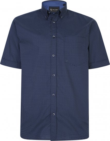 Kam Jeans P018 Premium SS Dobby Print Short Sleeve Shirt Navy - Košulje - Muške Košulje Veliki Brojevi