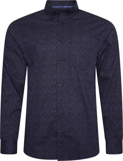 Kam Jeans P021 Premium Two Tone Digital Print Long Sleeve Shirt Indigo - Košulje - Muške Košulje Veliki Brojevi