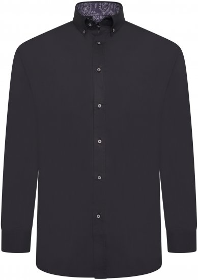 Kam Jeans P023B Premium Stretch Long Sleeve Shirt Button Down Black - Košulje - Muške Košulje Veliki Brojevi