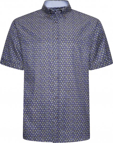Kam Jeans P033 Premium Floral Print Short Sleeve Shirt Navy - Košulje - Muške Košulje Veliki Brojevi