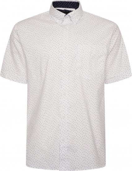 Kam Jeans P037 Dobby Print Stretch Short Sleeve Shirt White - Košulje - Muške Košulje Veliki Brojevi