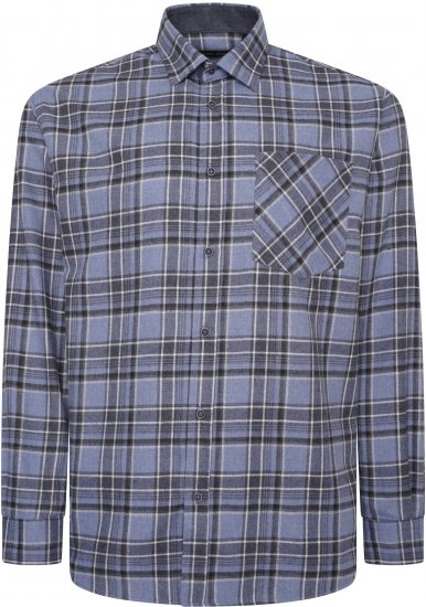 Kam Jeans P041 Premium Flannel Check Long Sleeve Shirt Denim - Košulje - Muške Košulje Veliki Brojevi