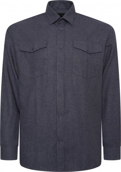 Kam Jeans P042 Premium Brushed Herringbone Long Sleeve Shirt Indigo - Košulje - Muške Košulje Veliki Brojevi