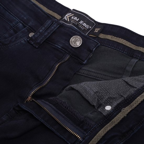 Kam Jeans Pepe Knitted Denim Shorts Blue-Black - Kratke hlače - Muške Kratke Hlače Veliki Brojevi 