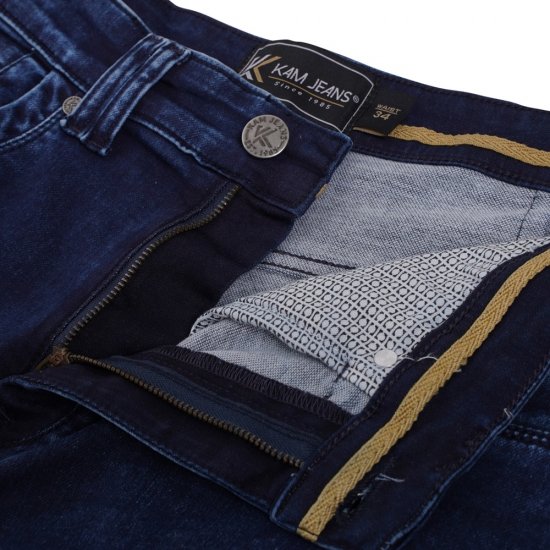 Kam Jeans Pepe Knitted Denim Shorts Mid Wash Blue - Kratke hlače - Muške Kratke Hlače Veliki Brojevi 