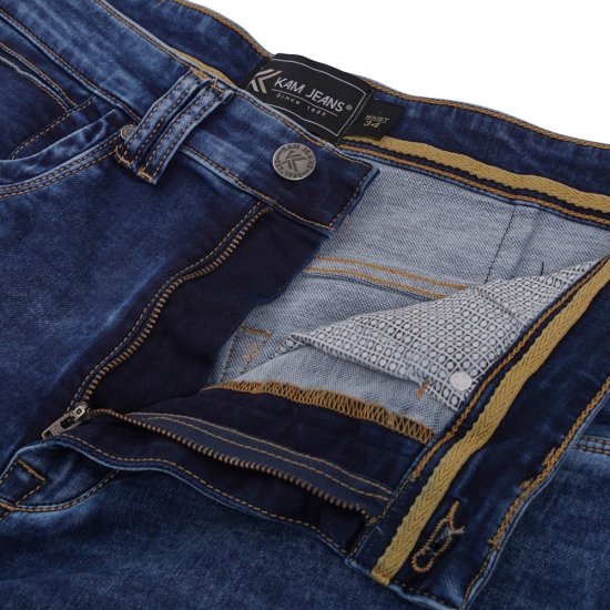 Kam Jeans Pepe Knitted Denim Shorts Random Mid Wash Blue - Kratke hlače - Muške Kratke Hlače Veliki Brojevi 