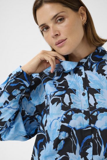 Kaffe Curve Sasja Košulja dugih rukava Blue Snake Flower - Bluze i tunike - 