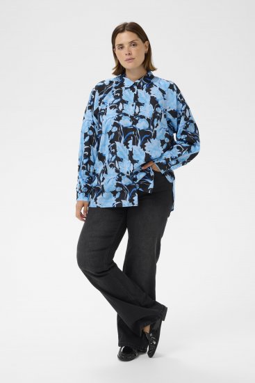 Kaffe Curve Sasja Košulja dugih rukava Blue Snake Flower - Bluze i tunike - 