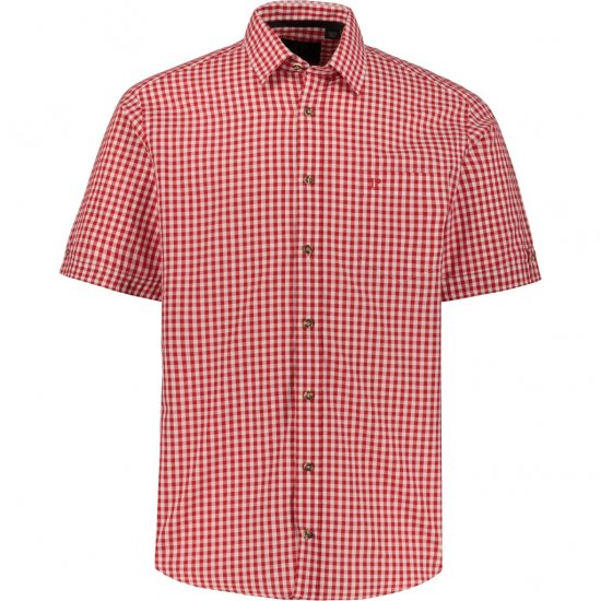 JP1880 Shirt Traditional Checked Short Sleeve Red - Košulje - Muške Košulje Veliki Brojevi