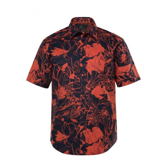 JP1880 Shirt Short Sleeve Linen Blend Red - Košulje - Muške Košulje Veliki Brojevi