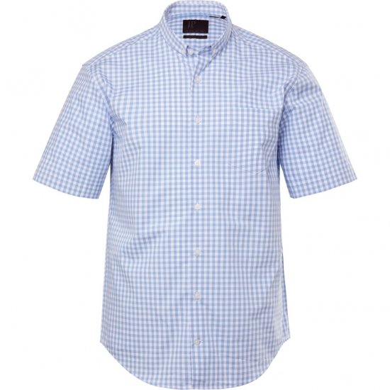 JP1880 Shirt Traditional Short Sleeve Checked Light Blue - Košulje - Muške Košulje Veliki Brojevi