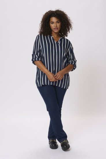 Kaffe Curve Sida Bluza Midnight/Kreda Na Pruge - Bluze i tunike - 