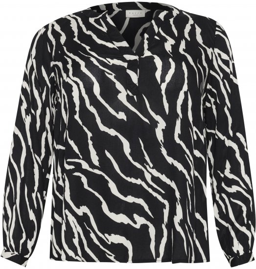 Kaffe Curve Mirta Tilly Bluza Crna/Antique Zebra Uzorak - Bluze i tunike - 