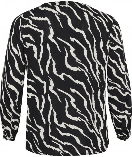 Kaffe Curve Mirta Tilly Bluza Crna/Antique Zebra Uzorak - Bluze i tunike - 