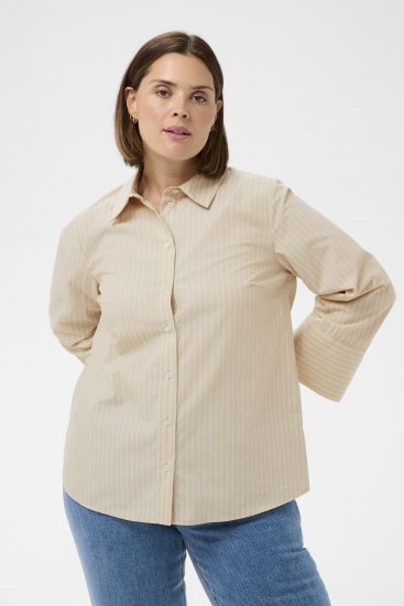 Kaffe Curve Josa Shirt Feather Grey Stripe - Košulje - 