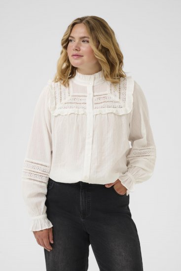 Kaffe Curve Jessa Shirt Long Sleeve White - Košulje - 