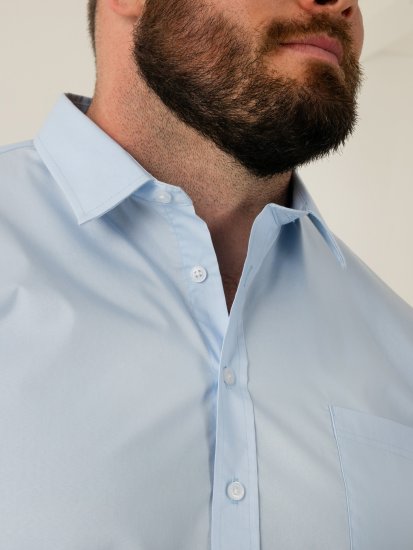 D555 Oliver Rastezljiva Košulja Dugih Rukava Otporna Na Mrlje Bez Peglanja Nebesko Plava - Košulje - Muške Košulje Veliki Brojevi