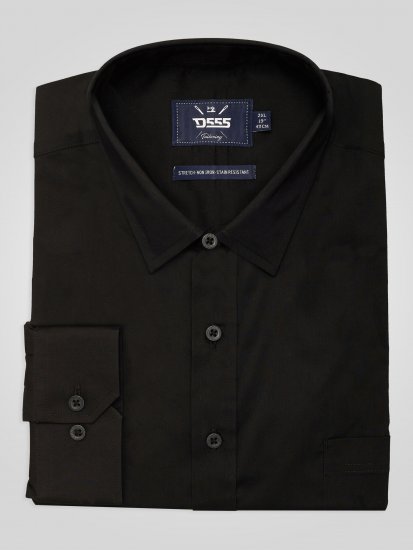 D555 Oliver Rastezljiva Košulja Dugih Rukava Otporna Na Mrlje Bez Peglanja Crna - Košulje - Muške Košulje Veliki Brojevi