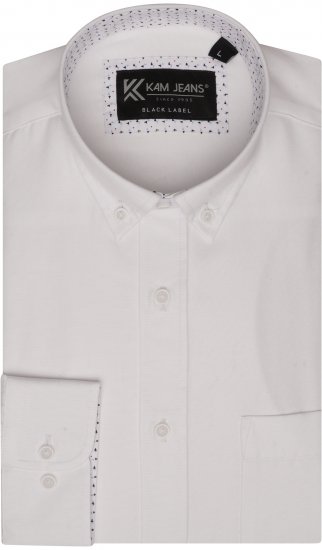 Kam Jeans P020 Premium Long sleeve Oxford Shirt White - Košulje - Muške Košulje Veliki Brojevi