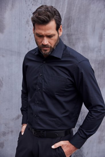 JP1880 Comfort Fit with Chest Pocket Shirt TALL Black - TALL košulje - 