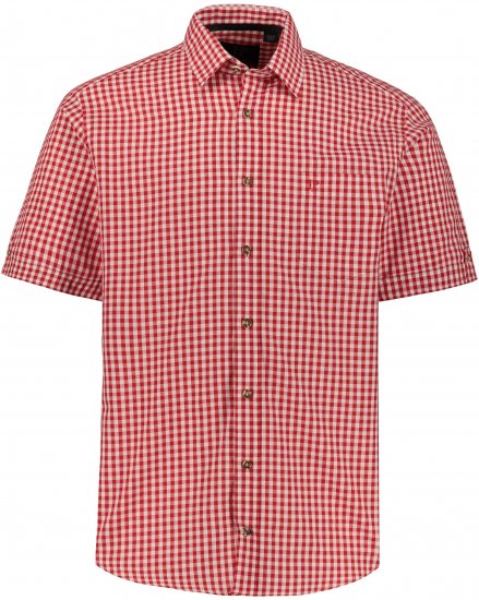 JP1880 Shirt Traditional Checked Short Sleeve Red - Košulje - Muške Košulje Veliki Brojevi
