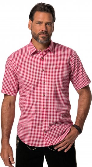 JP1880 Shirt Traditional Checked Short Sleeve Red - Košulje - Muške Košulje Veliki Brojevi