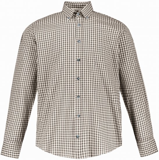 JP1880 Long Sleeve Check Print Traditional Shirt Brown - Košulje - Muške Košulje Veliki Brojevi