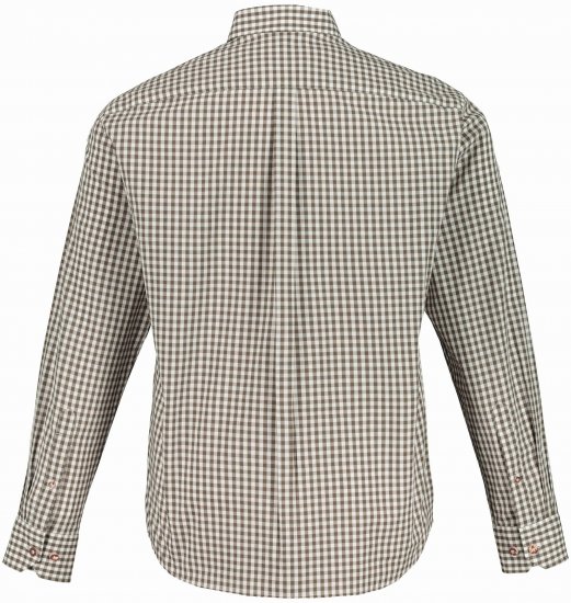 JP1880 Long Sleeve Check Print Traditional Shirt Brown - Košulje - Muške Košulje Veliki Brojevi