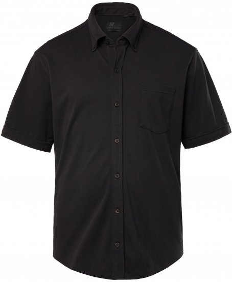 JP1880 Shirt Pique Flexnamic Short Sleeve Black TALL - MUŠKA ODJEĆA MT-6XLT - Odjeća za Visoke Muškarce