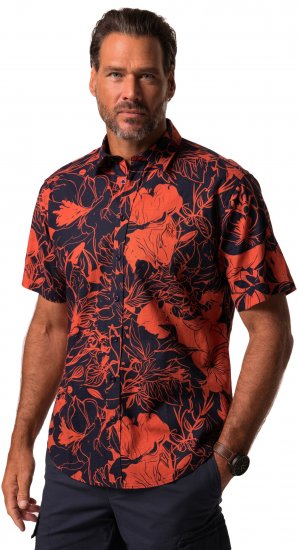 JP1880 Shirt Short Sleeve Linen Blend Red - Košulje - Muške Košulje Veliki Brojevi