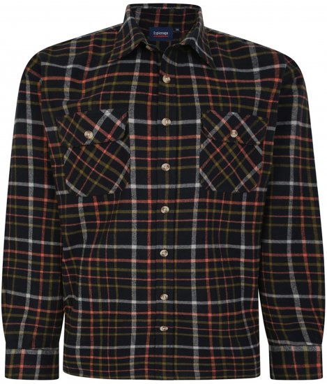Espionage SH401 Checked Cotton Overshirt Black/Red - Košulje - Muške Košulje Veliki Brojevi