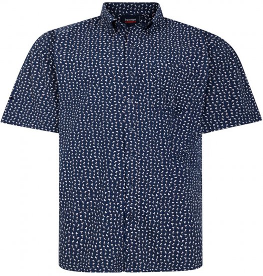 Espionage SH439 Mini Flamingo Printed Short Sleeve Shirt Navy - Košulje - Muške Košulje Veliki Brojevi