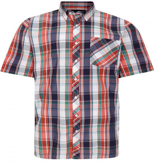 Espionage SH443 Checked Short Sleeve Shirt Navy/Coral/White - Košulje kratkih rukava - 