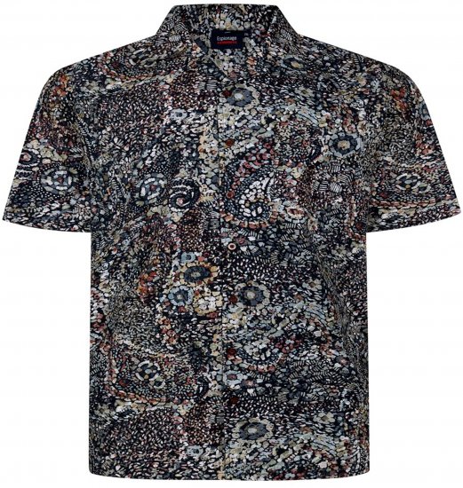 Espionage SH467 Short Sleeve Abstract Print Shirt Dark Green - Košulje kratkih rukava - 