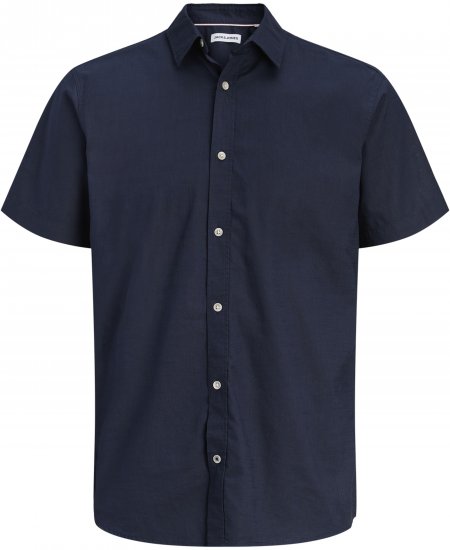 Jack & Jones Henry Slub Short Sleeve Navy - Košulje - Muške Košulje Veliki Brojevi
