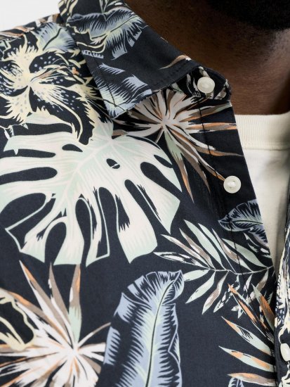 Jack & Jones Honolulu Short Sleeve Resort Shirt Black - Košulje - Muške Košulje Veliki Brojevi