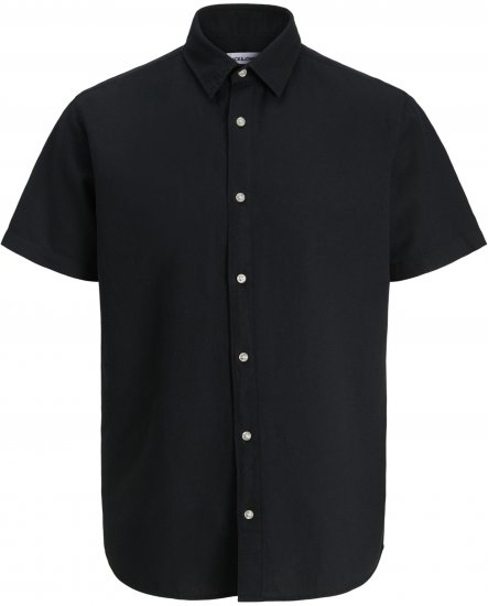 Jack & Jones Breeze Linen Short Sleeve Shirt Black - Košulje - Muške Košulje Veliki Brojevi
