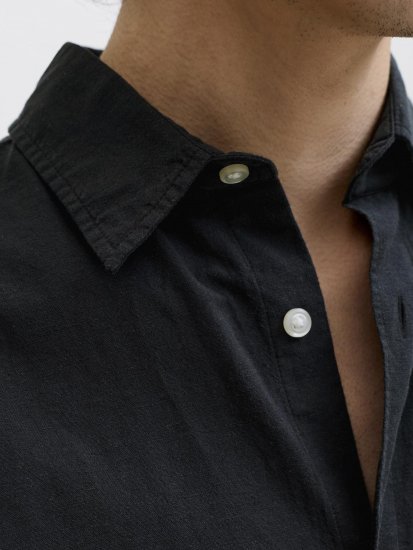 Jack & Jones Breeze Linen Short Sleeve Shirt Black - Košulje - Muške Košulje Veliki Brojevi